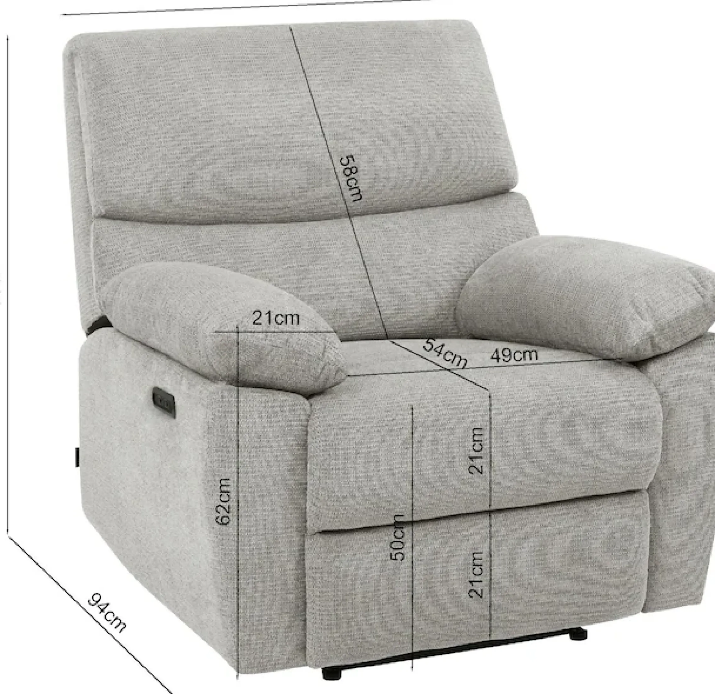 Home affaire Relaxsessel »LANNOY, TV-Sessel, elektr. o. manuelle Relaxfunktion, USB A/C,« Sessel mit Liegefunktion 105°-150°, Federkernpolsterung