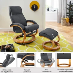 Home affaire Relaxsessel »Lille, TV-Sessel, Sessel mit Hocker, Wohnzimmer,« Schlaffunktion, Luxus-Microfaser Bezug und Holzgestell, Sitzhöhe 46 cm