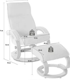 Home affaire Relaxsessel »Lille, TV-Sessel, Sessel mit Hocker, Wohnzimmer,« Schlaffunktion, Luxus-Microfaser Bezug und Holzgestell, Sitzhöhe 46 cm