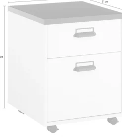 Home affaire Rollcontainer »SHERWOOD« mit Apothekergriffen aus Metall, Breite 47 cm, Soft-Close-Funktion