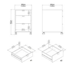 Home affaire Rollcontainer »Sign Rollwagen Rollschrankverschiebarer Transportbehälter,« Zweifarbiges Design, 3 Schubladen, verschiebbar, Höhe 60 cm