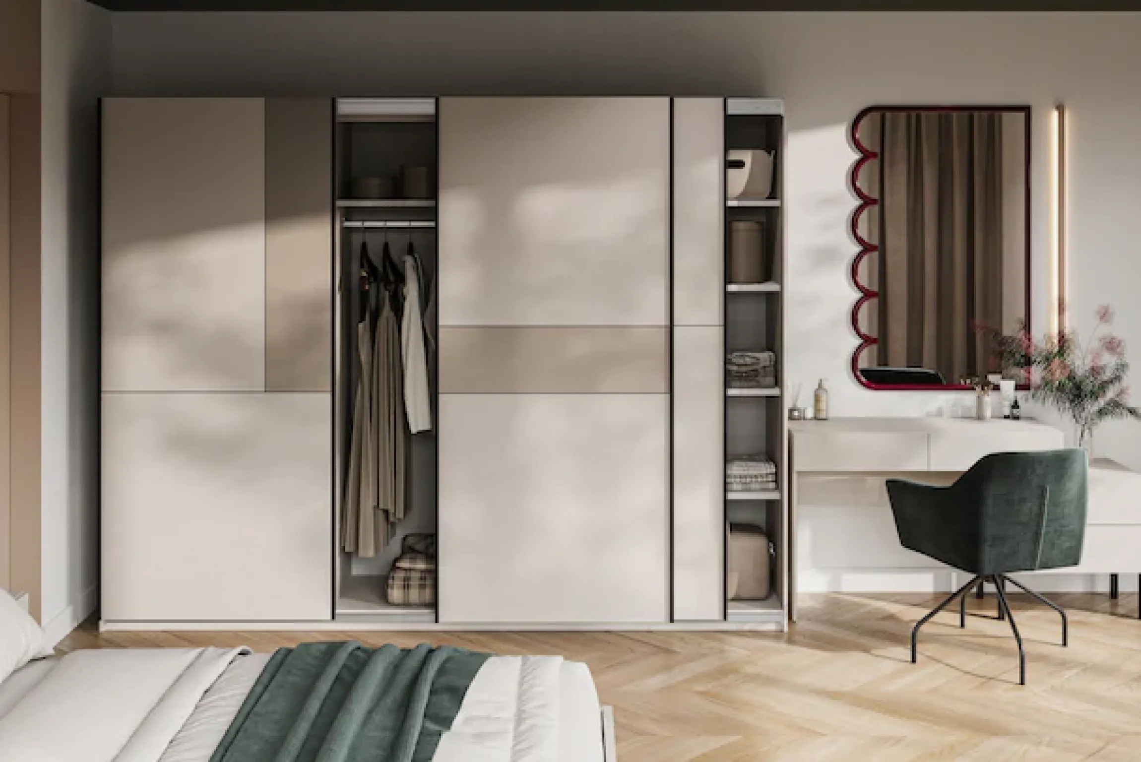 Home affaire Schiebetürenschrank »Cube Garderobenschrank incl.kompletter Innenausstattung« Moderner Kleiderschrank, Schiebetürenschrank, Garderobe