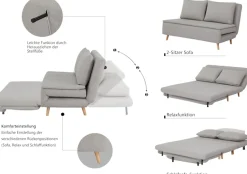 Home affaire Schlafsofa »AINSLEY 140 cm -2-Sitzer, verstellbare Rückenlehne« wandelbar zum Gästebett, Relaxsofa, Webstoff u. Cord-Bezug