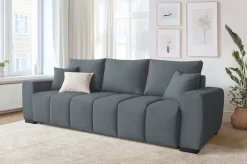 Home affaire Schlafsofa »Bello, B: 239 cm, Liegefl. 142x194 cm« Schlaffunktion, Bettkasten & 2 Zierkissen, Federkern