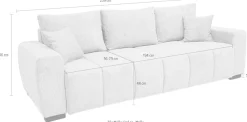 Home affaire Schlafsofa »Bello, B: 239 cm, Liegefl. 142x194 cm« Schlaffunktion, Bettkasten & 2 Zierkissen, Federkern
