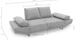 Home affaire Schlafsofa »Jadelyn mit klappbaren Armlehnen, Bettsofa mit Federkern, Breite 250cm« Federkern, Cord-Bezug, incl. 2 Armlehnkissen, Liegefläche 97x250 cm