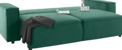 Home affaire Schlafsofa »Marva, B: 245 cm, Liegel. 152x190 cm« Schlaffunktion, Bettkasten & 1 Zierkissen, Federkern