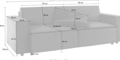 Home affaire Schlafsofa »Marva, B: 245 cm, Liegel. 152x190 cm« Schlaffunktion, Bettkasten & 1 Zierkissen, Federkern