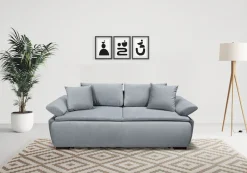 Home affaire Schlafsofa »Romeo, B: 224 cm, Liegefl. 152x200 cm« Schlaffunktion, Bettkasten, Armteilverstellung & Zierkissen, Boxspring