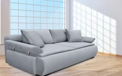 Home affaire Schlafsofa »Romeo, B: 224 cm, Liegefl. 152x200 cm« Schlaffunktion, Bettkasten, Armteilverstellung & Zierkissen, Boxspring
