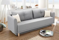 Home affaire Schlafsofa »Scandic, B: 219 cm, Liegel. 137x195 cm« Schlaffunktion, Bettkasten & 2 Zierkissen, Federkern