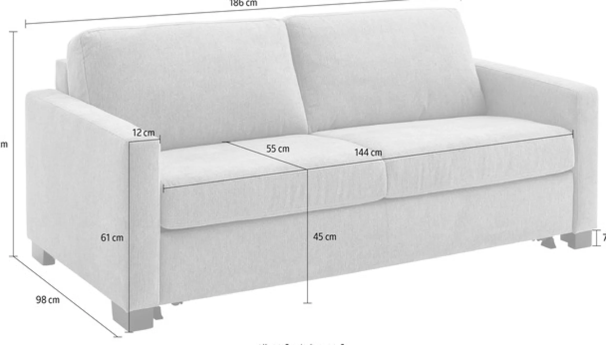 Home affaire Schlafsofa »Vionelle, 2,5-Sitzer mit Kaltschaummatratze nach Wahl, Breite 186 cm« Dauerschläfer mit wahlweise Standard- oder Premium-Matratze