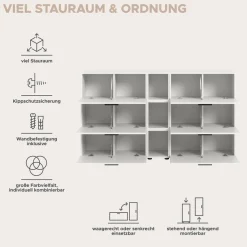 Home affaire Schrank-Set »ENESTE, 9-teilig, in verschiedenen Farben, individuell kombinierbar« verschiedenste Kombinationmöglichkeiten, stehend oder hängend, 3 Stk. tlg.