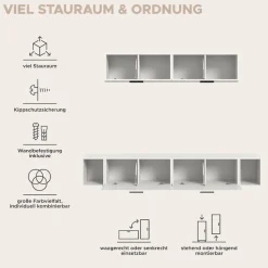 Home affaire Schrank-Set »ENESTE, 6-teilig, in verschiedenen Farben, individuell kombinierbar« verschiedenste Kombinationmöglichkeiten, stehend oder hängend, 2 Stk. tlg.