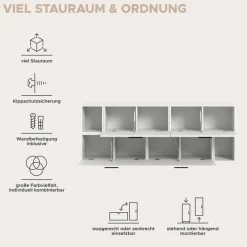 Home affaire Schrank-Set »ENESTE, 6-teilig, in verschiedenen Farben, individuell kombinierbar« verschiedenste Kombinationmöglichkeiten, stehend oder hängend, 2 Stk. tlg.