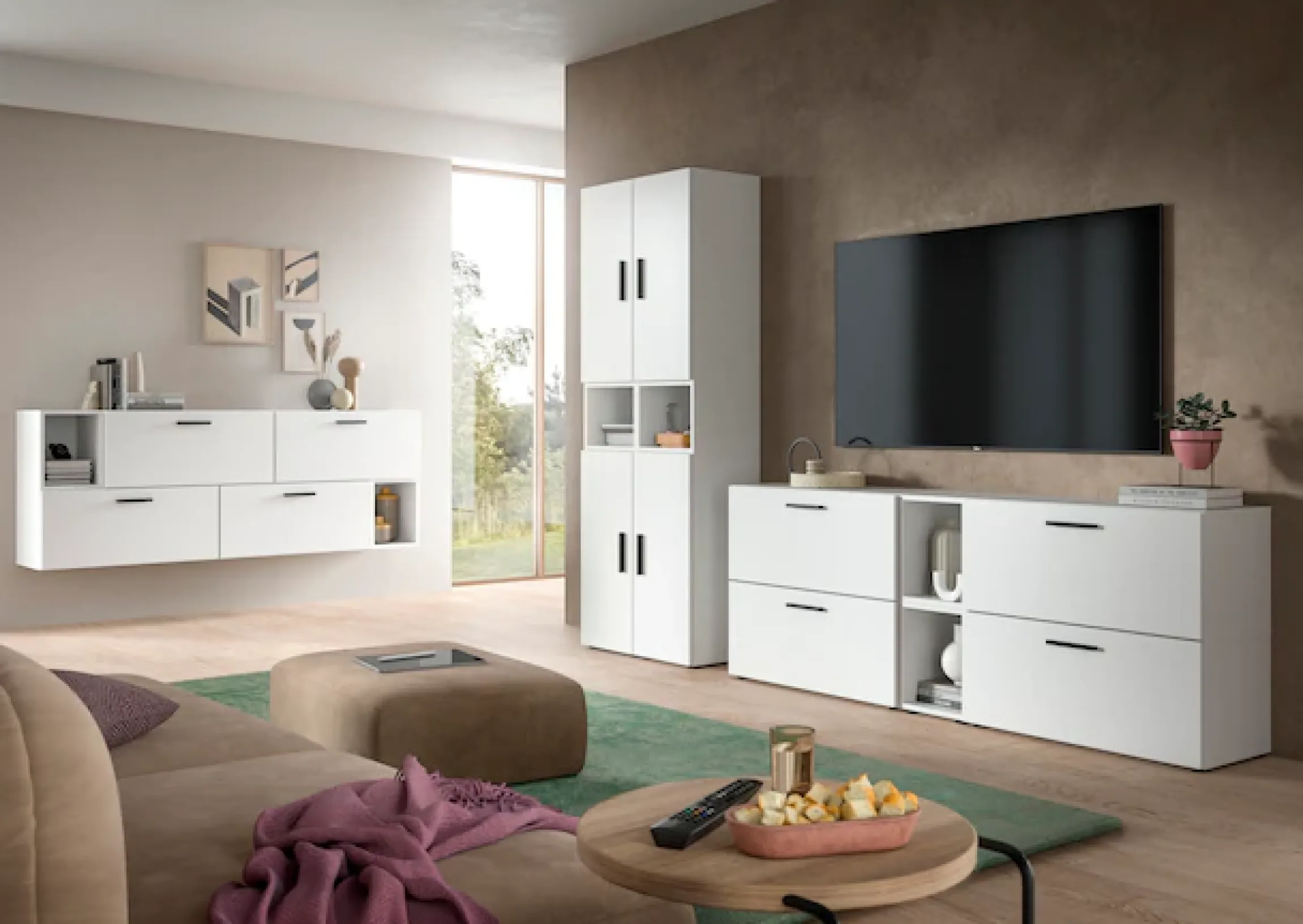 Home affaire Schrank-Set »ENESTE, 6-teilig, in verschiedenen Farben, individuell kombinierbar« verschiedenste Kombinationmöglichkeiten, stehend oder hängend, 2 Stk. tlg.