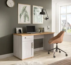 Home affaire Schreibtisch »COSENZA, Breite 134 cm, 1 Tür, 1 Schubkasten, 2 Fächer« in Landhausoptik, mit weiteren Artikel der Serie kombinierbar,Bürotisch, Computertisch, Laptoptisch, Home-Office