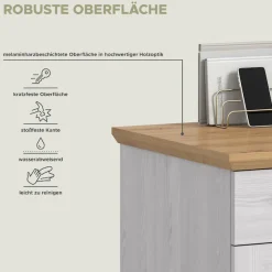 Home affaire Schreibtisch »COSENZA, Breite 134 cm, 1 Tür, 1 Schubkasten, 2 Fächer« in Landhausoptik, mit weiteren Artikel der Serie kombinierbar,Bürotisch, Computertisch, Laptoptisch, Home-Office