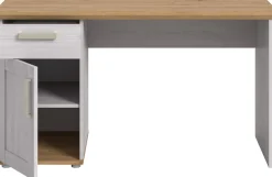 Home affaire Schreibtisch »COSENZA, Breite 134 cm, 1 Tür, 1 Schubkasten, 2 Fächer« in Landhausoptik, mit weiteren Artikel der Serie kombinierbar,Bürotisch, Computertisch, Laptoptisch, Home-Office