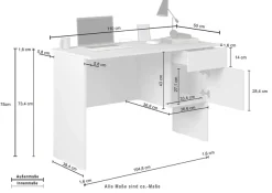 Home affaire Schreibtisch »Coro, kleiner Computertisch, Bürotisch« mit 1 Tür & 1 Schublade, Breite 110 cm, Made in Italy