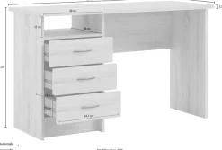Home affaire Schreibtisch »Function Plus, Arbeitstisch, Bürotisch« Computertisch mit 3 Schubladen, Breite 120 cm, Tiefe 48 cm