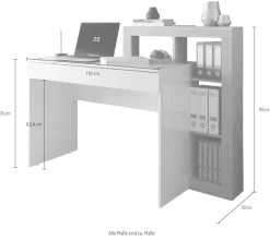 Home affaire Schreibtisch »Hamburg, Breite 138 cm, Tiefe 50 cm, mit Schubkasten u. Aufsatz/Regal« Computertisch, Arbeitstisch, Schminktisch, Arbeitsplatz, 4 Fächer