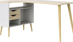 Home affaire Schreibtisch »Oslo Arbeitstisch, Bürotisch« mit 2 Schubladen, 3 offene Fächer, Eckschreibtisch, Breite 145 cm
