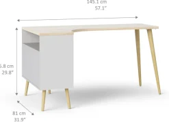 Home affaire Schreibtisch »Oslo Arbeitstisch, Bürotisch« mit 2 Schubladen, 3 offene Fächer, Eckschreibtisch, Breite 145 cm