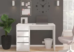 Home affaire Schreibtisch »Pisa, Breite 110 cm, 4 Schubkästen, hochglanz Schubkastenfront« grifflose Optik, individuell einsetzbar, Schminktisch, Homeoffice