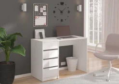 Home affaire Schreibtisch »Pisa, Breite 110 cm, 4 Schubkästen, hochglanz Schubkastenfront« grifflose Optik, individuell einsetzbar, Schminktisch, Homeoffice