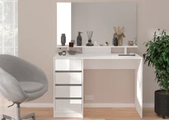 Home affaire Schreibtisch »Pisa, Breite 110 cm, 4 Schubkästen, hochglanz Schubkastenfront« grifflose Optik, individuell einsetzbar, Schminktisch, Homeoffice