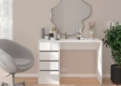 Home affaire Schreibtisch »Pisa, Breite 110 cm, 4 Schubkästen, hochglanz Schubkastenfront« grifflose Optik, individuell einsetzbar, Schminktisch, Homeoffice