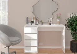 Home affaire Schreibtisch »Pisa, Breite 110 cm, 4 Schubkästen, hochglanz Schubkastenfront« grifflose Optik, individuell einsetzbar, Schminktisch, Homeoffice