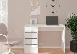 Home affaire Schreibtisch »Pisa, Breite 110 cm, 4 Schubkästen, hochglanz Schubkastenfront« grifflose Optik, individuell einsetzbar, Schminktisch, Homeoffice