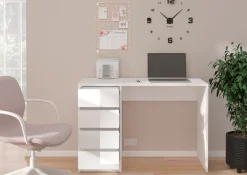 Home affaire Schreibtisch »Pisa, Breite 110 cm, 4 Schubkästen, hochglanz Schubkastenfront« grifflose Optik, individuell einsetzbar, Schminktisch, Homeoffice