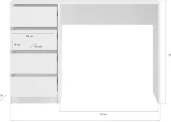 Home affaire Schreibtisch »Pisa, Breite 110 cm, 4 Schubkästen, hochglanz Schubkastenfront« grifflose Optik, individuell einsetzbar, Schminktisch, Homeoffice
