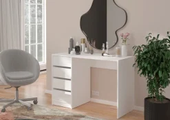 Home affaire Schreibtisch »Pisa, Breite 110 cm, 4 Schubkästen, hochglanz Schubkastenfront« grifflose Optik, individuell einsetzbar, Schminktisch, Homeoffice