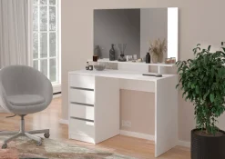 Home affaire Schreibtisch »Pisa, Breite 110 cm, 4 Schubkästen, hochglanz Schubkastenfront« grifflose Optik, individuell einsetzbar, Schminktisch, Homeoffice