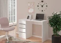 Home affaire Schreibtisch »Pisa, Breite 110 cm, 4 Schubkästen, hochglanz Schubkastenfront« grifflose Optik, individuell einsetzbar, Schminktisch, Homeoffice