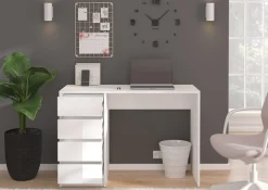 Home affaire Schreibtisch »Pisa, Breite 110 cm, 4 Schubkästen, hochglanz Schubkastenfront« grifflose Optik, individuell einsetzbar, Schminktisch, Homeoffice