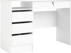 Home affaire Schreibtisch »Plus, Computertisch, mit 3 Schubkästen, 1 Schublade mit Schloss« 1 Einlegeboden, modern, minimalistisch, staurum, B: 109,3 x H: 75,6 cm