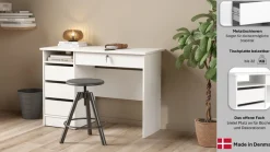Home affaire Schreibtisch »Plus, Computertisch, mit 3 Schubkästen, 1 Schublade mit Schloss« 1 Einlegeboden, modern, minimalistisch, staurum, B: 109,3 x H: 75,6 cm