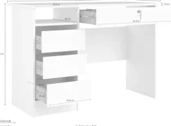 Home affaire Schreibtisch »Plus, Computertisch, mit 3 Schubkästen, 1 Schublade mit Schloss« 1 Einlegeboden, modern, minimalistisch, staurum, B: 109,3 x H: 75,6 cm