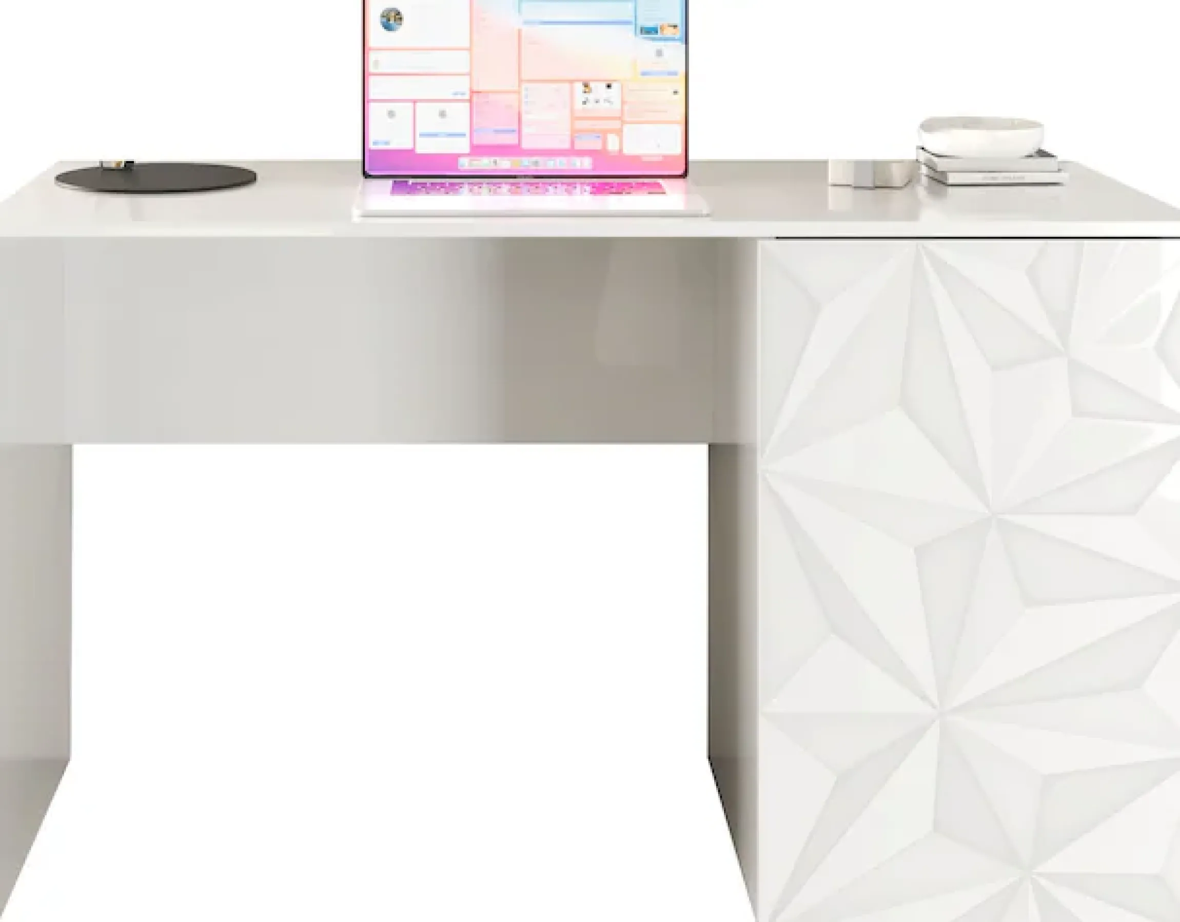 Home affaire Schreibtisch »Prisma, Breite 120 cm, Tiefe 50 cm, mit Stauraum (1 Tür - 2 Fächer),« Computertisch, Arbeitstisch, Schminktisch, Tür mit Siebdruck