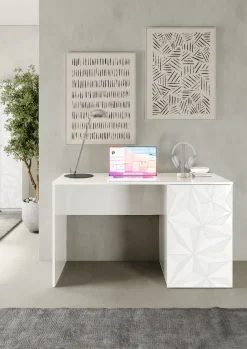 Home affaire Schreibtisch »Prisma, Breite 120 cm, Tiefe 50 cm, mit Stauraum (1 Tür - 2 Fächer),« Computertisch, Arbeitstisch, Schminktisch, Tür mit Siebdruck