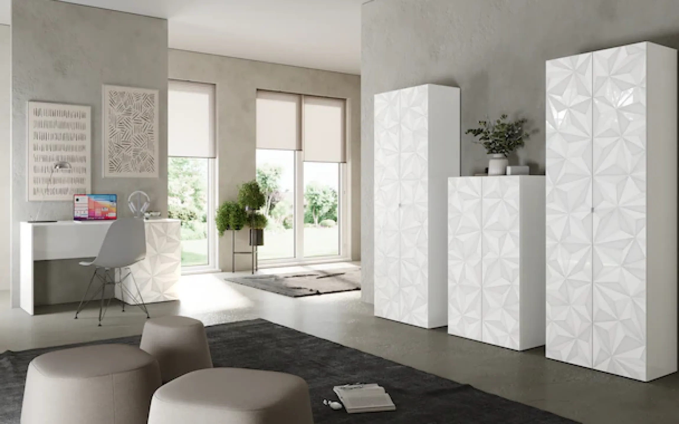 Home affaire Schreibtisch »Prisma, Breite 120 cm, Tiefe 50 cm, mit Stauraum (1 Tür - 2 Fächer),« Computertisch, Arbeitstisch, Schminktisch, Tür mit Siebdruck