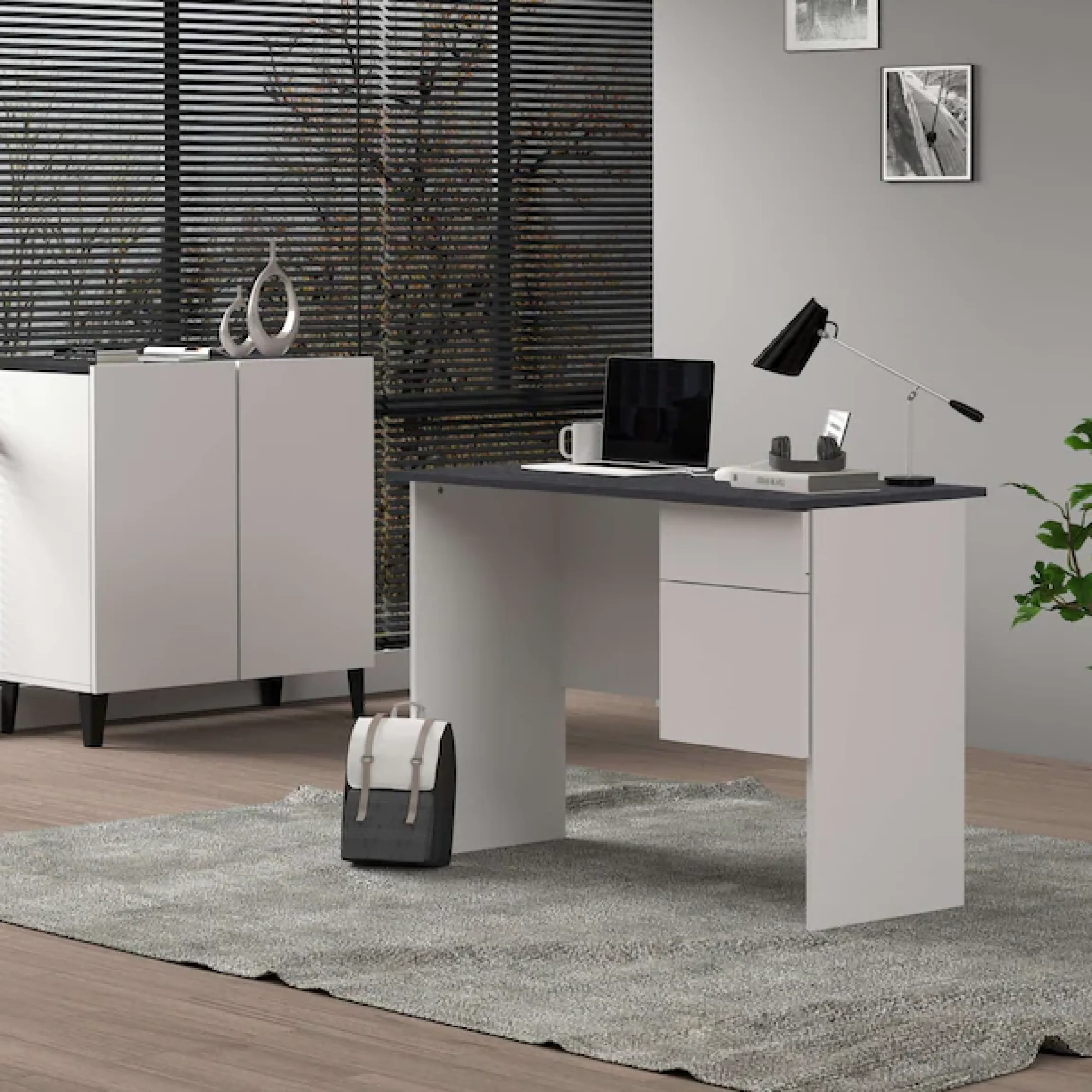 Home affaire Schreibtisch »Sunrise, kleiner Computertisch, Bürotisch« mit 1 Tür & 1 Schublade, Tischplatte Breite 110 cm, Made in Italy