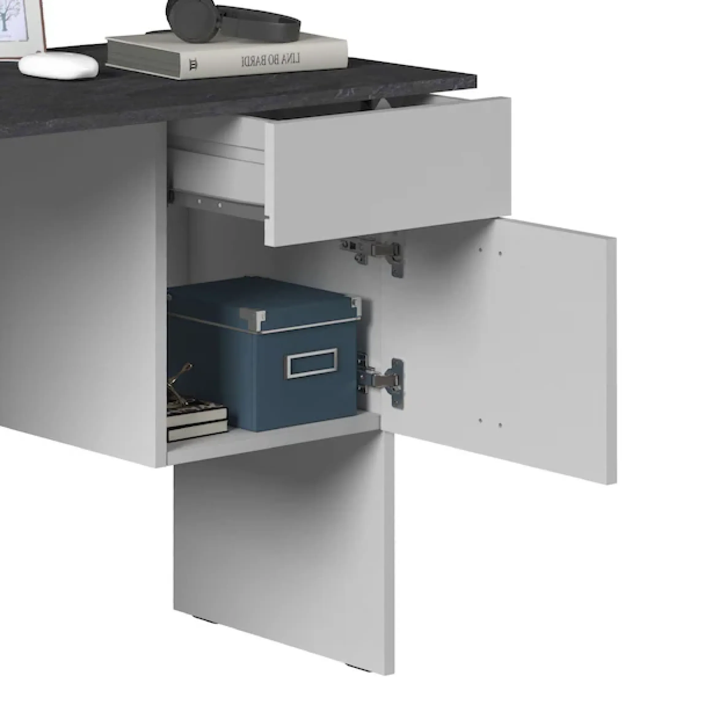 Home affaire Schreibtisch »Sunrise, kleiner Computertisch, Bürotisch« mit 1 Tür & 1 Schublade, Tischplatte Breite 110 cm, Made in Italy