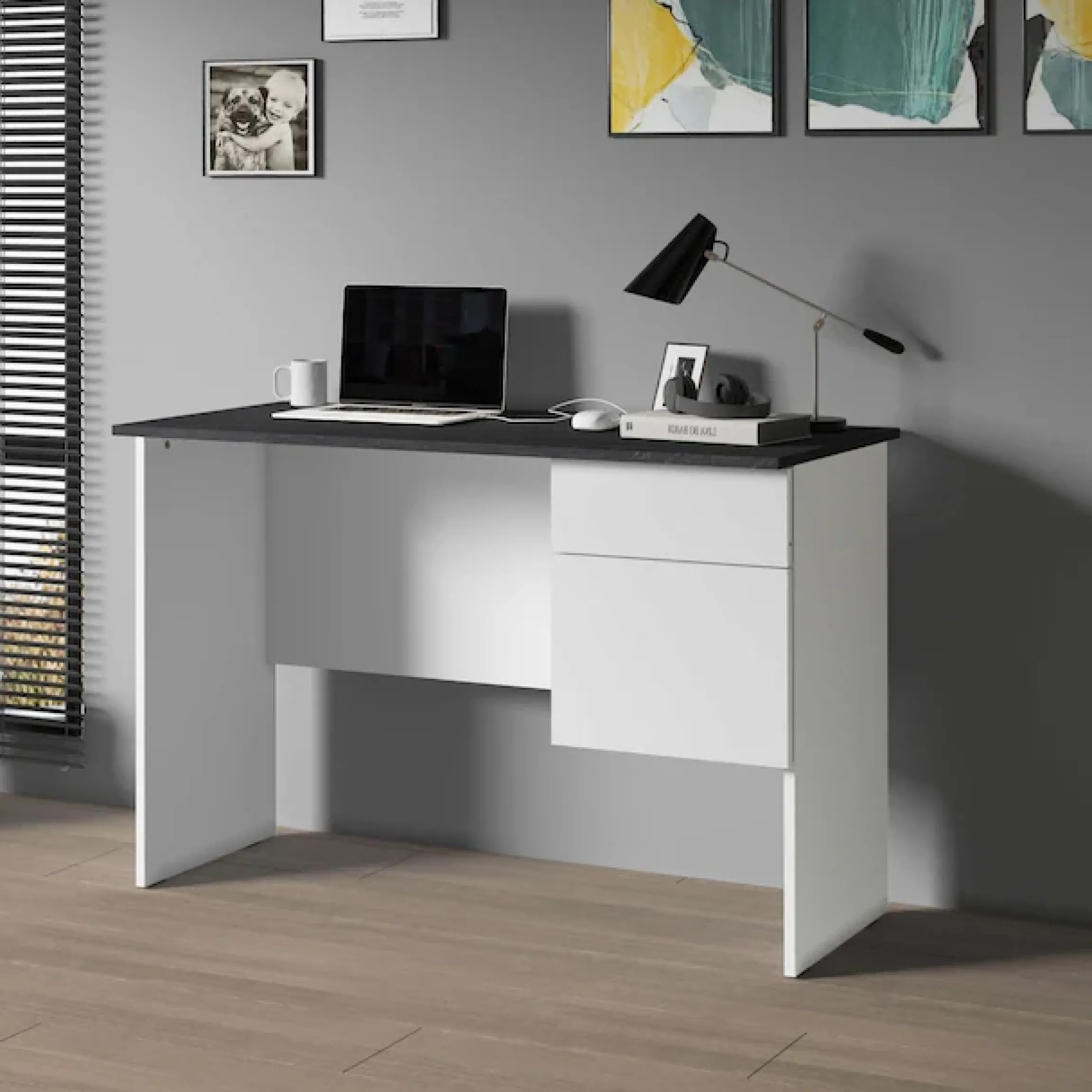 Home affaire Schreibtisch »Sunrise, kleiner Computertisch, Bürotisch« mit 1 Tür & 1 Schublade, Tischplatte Breite 110 cm, Made in Italy