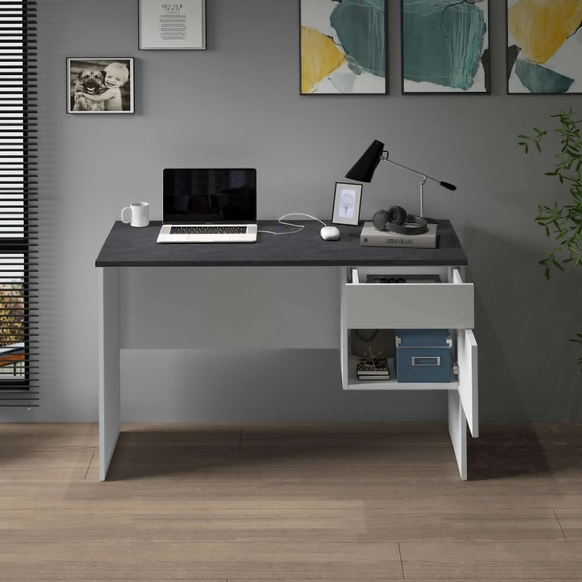 Home affaire Schreibtisch »Sunrise, kleiner Computertisch, Bürotisch« mit 1 Tür & 1 Schublade, Tischplatte Breite 110 cm, Made in Italy